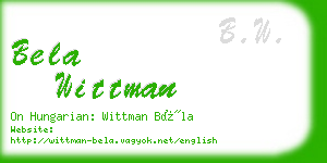 bela wittman business card